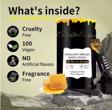 Shilajit Honey Sticks – Pure Himalayan Resin with Saffron, 30 Pack”